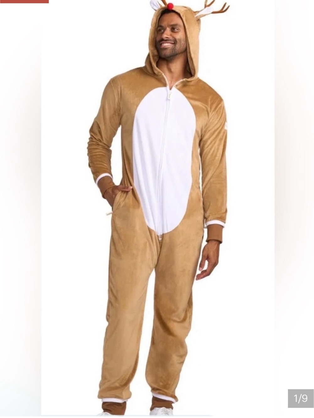 Tipsy Elves Unisex Rudolph Deer Plush Onesie with White Belly Size XXL